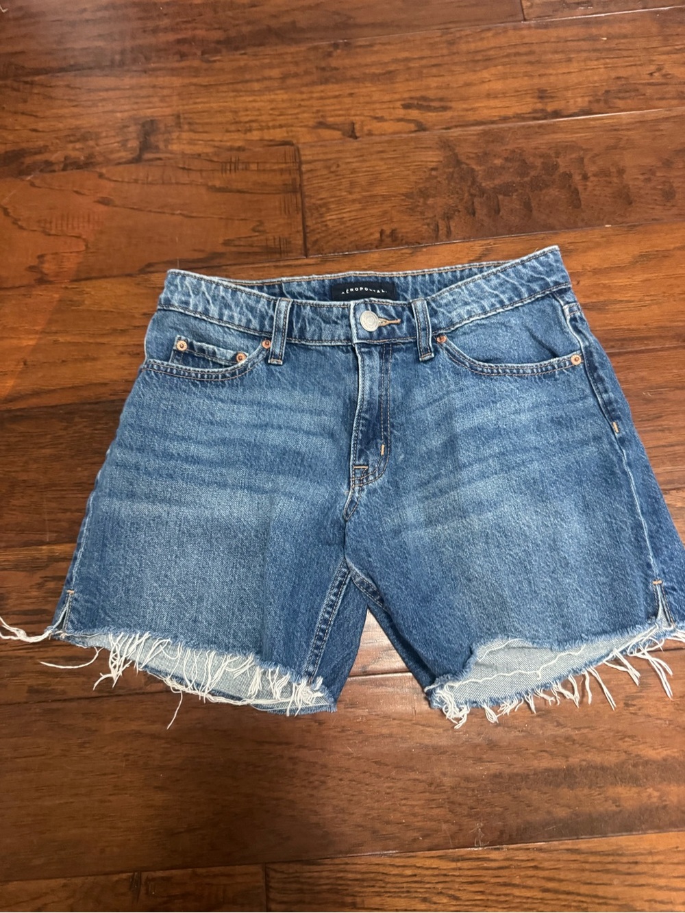 Aeropostale Classic Blue Denim Cutoff Shorts with Frayed Edge